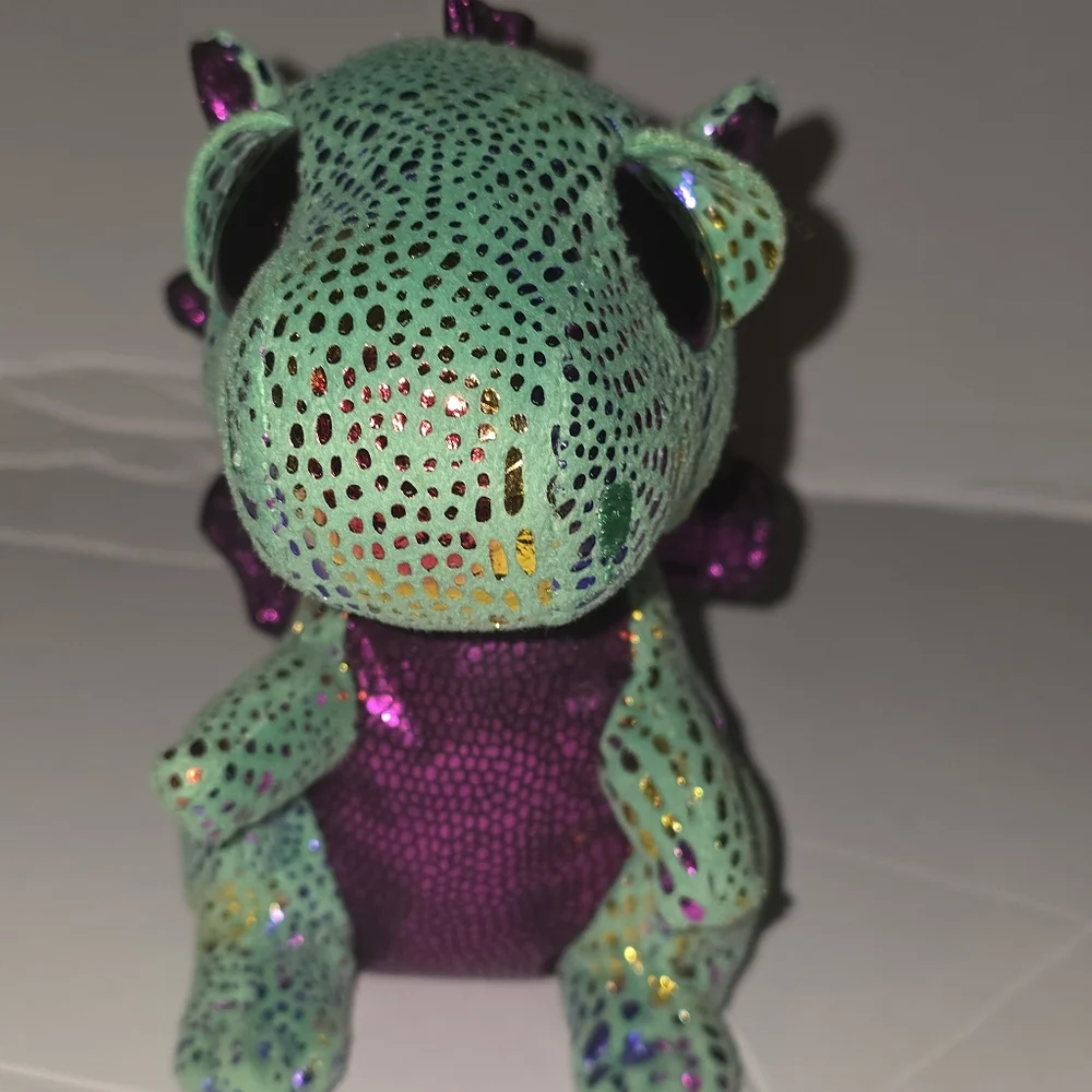 Sparkly Green and Purple Dinosaur Plush Toy